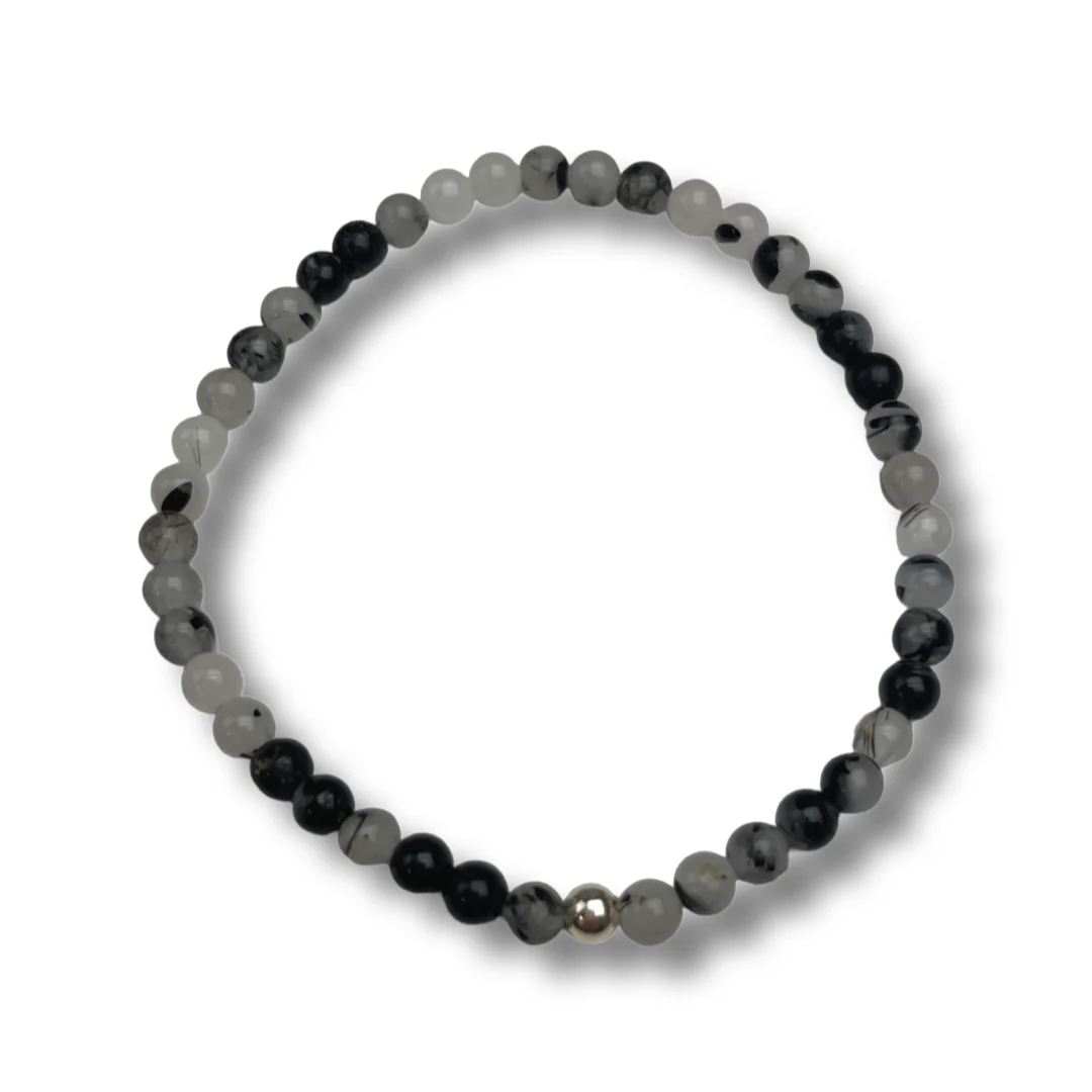 Black Rutilated Quartz Stacker Bracelet - Image 2