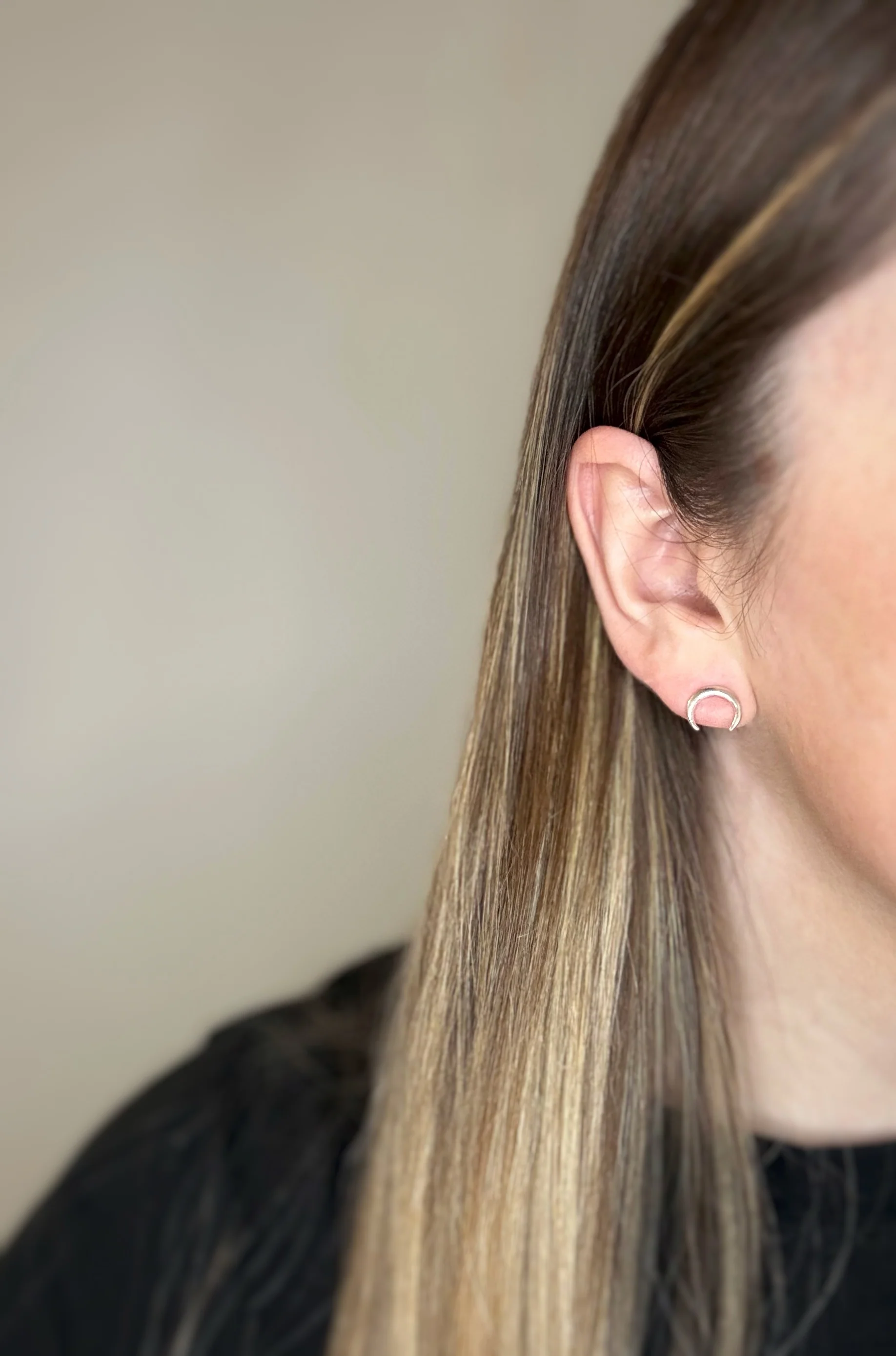 Crescent Moon Studs Silver - Image 2