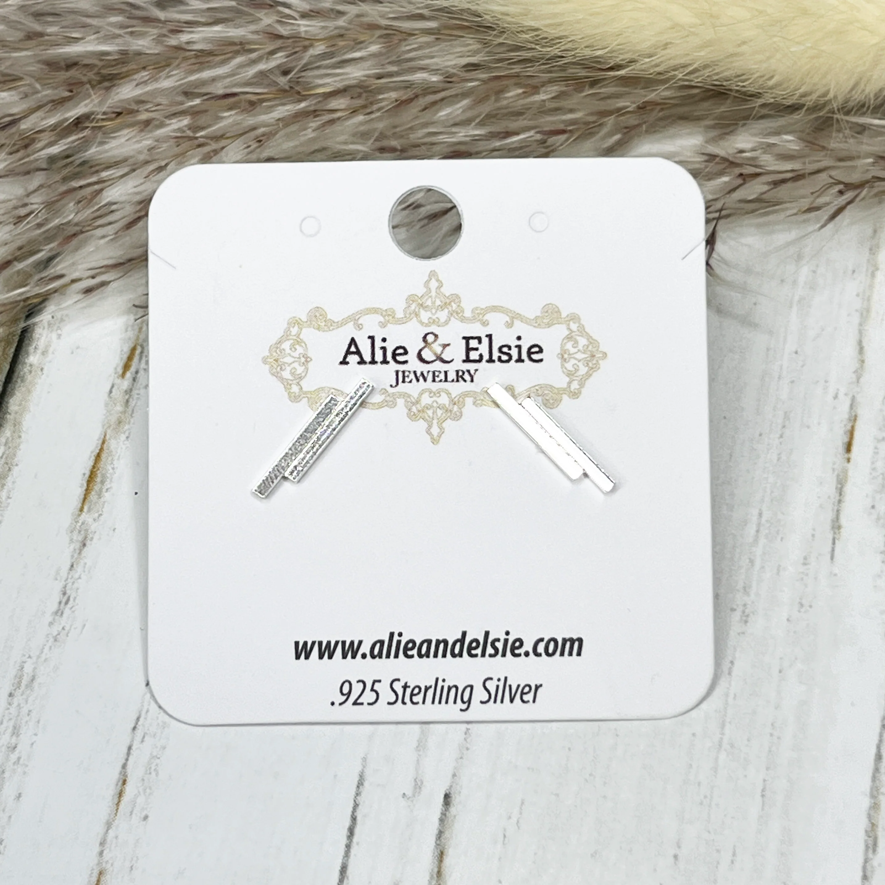 Double Bar Studs - Silver