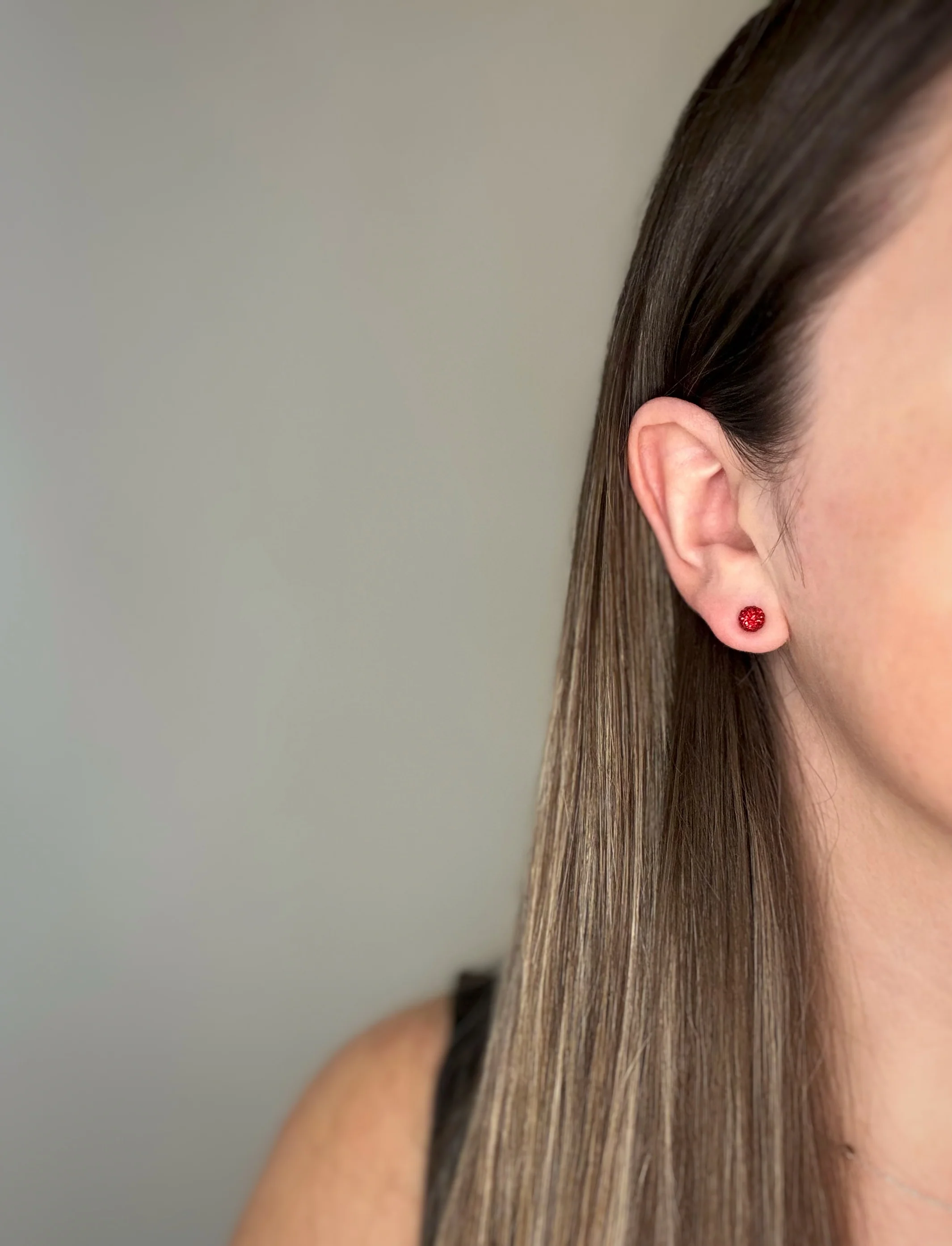 Red July Shimmer Studs - Image 3