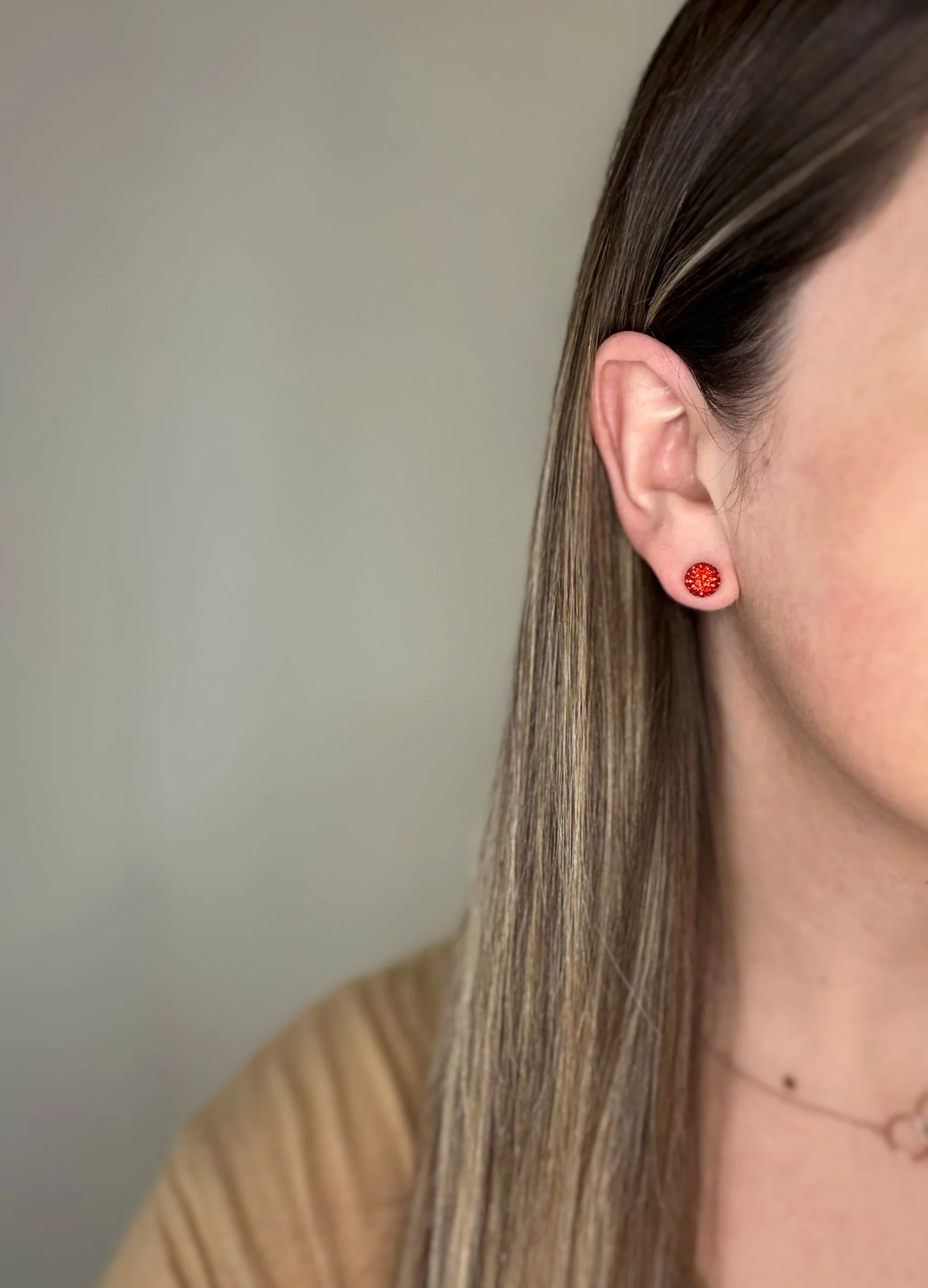 Red July Shimmer Studs - Image 4