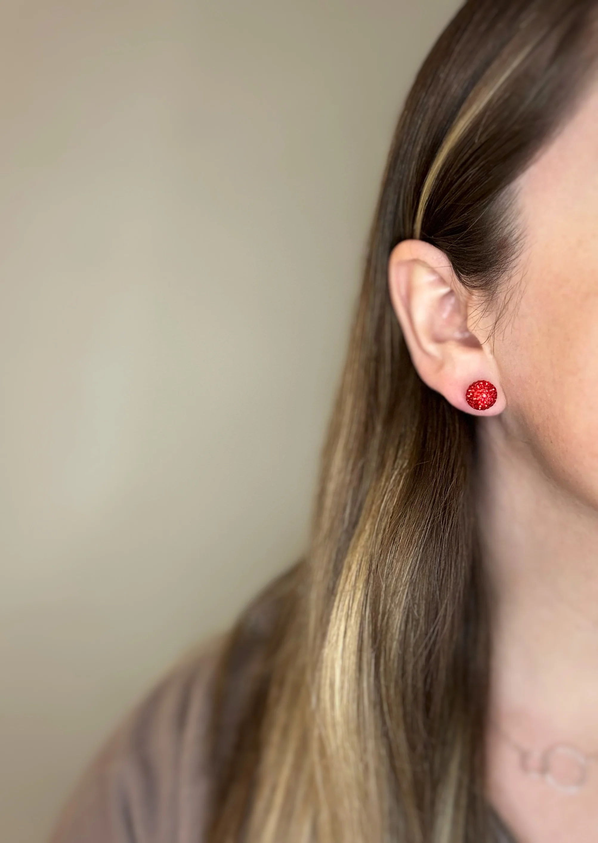 Red July Shimmer Studs - Image 5