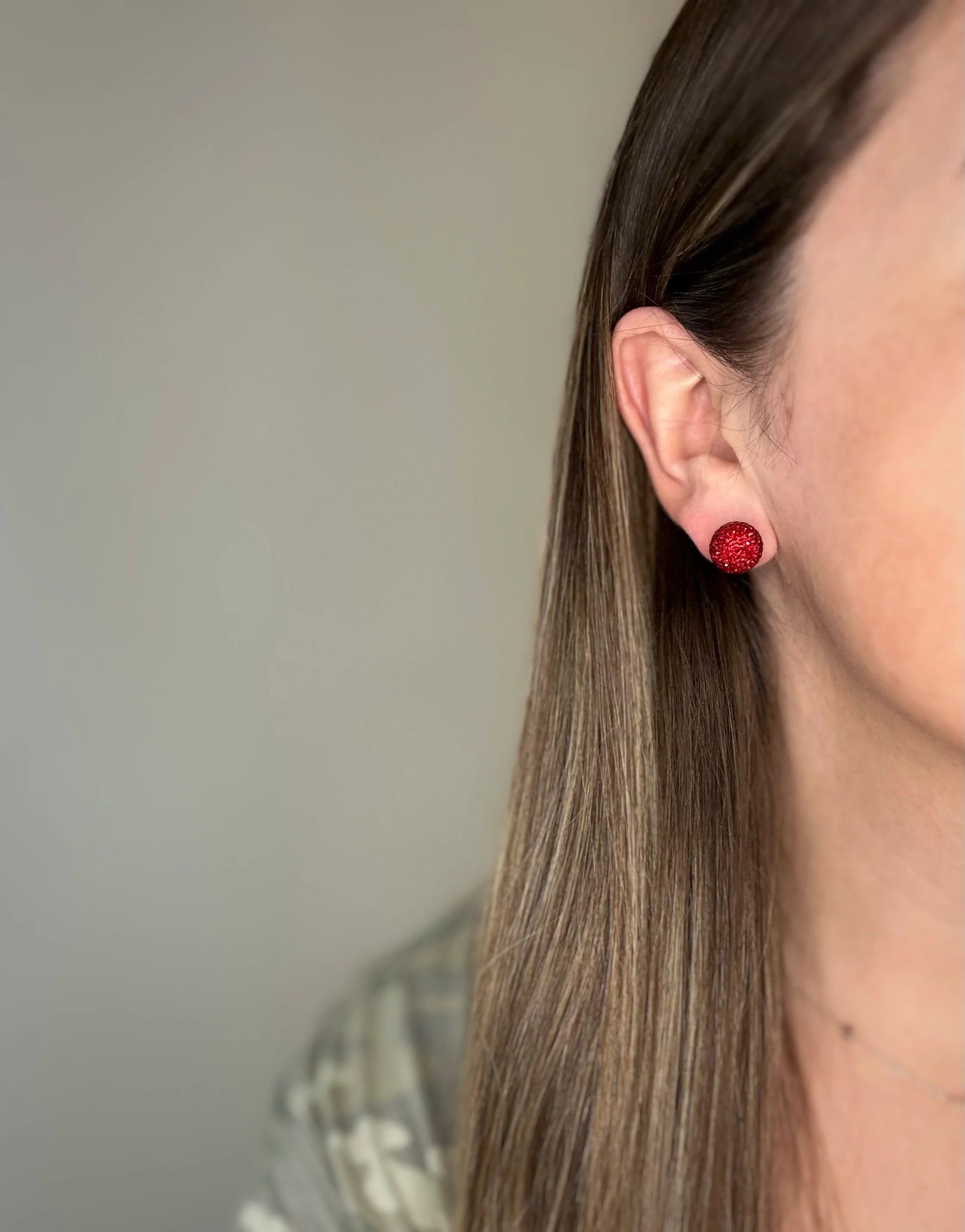 Red July Shimmer Studs - Image 6