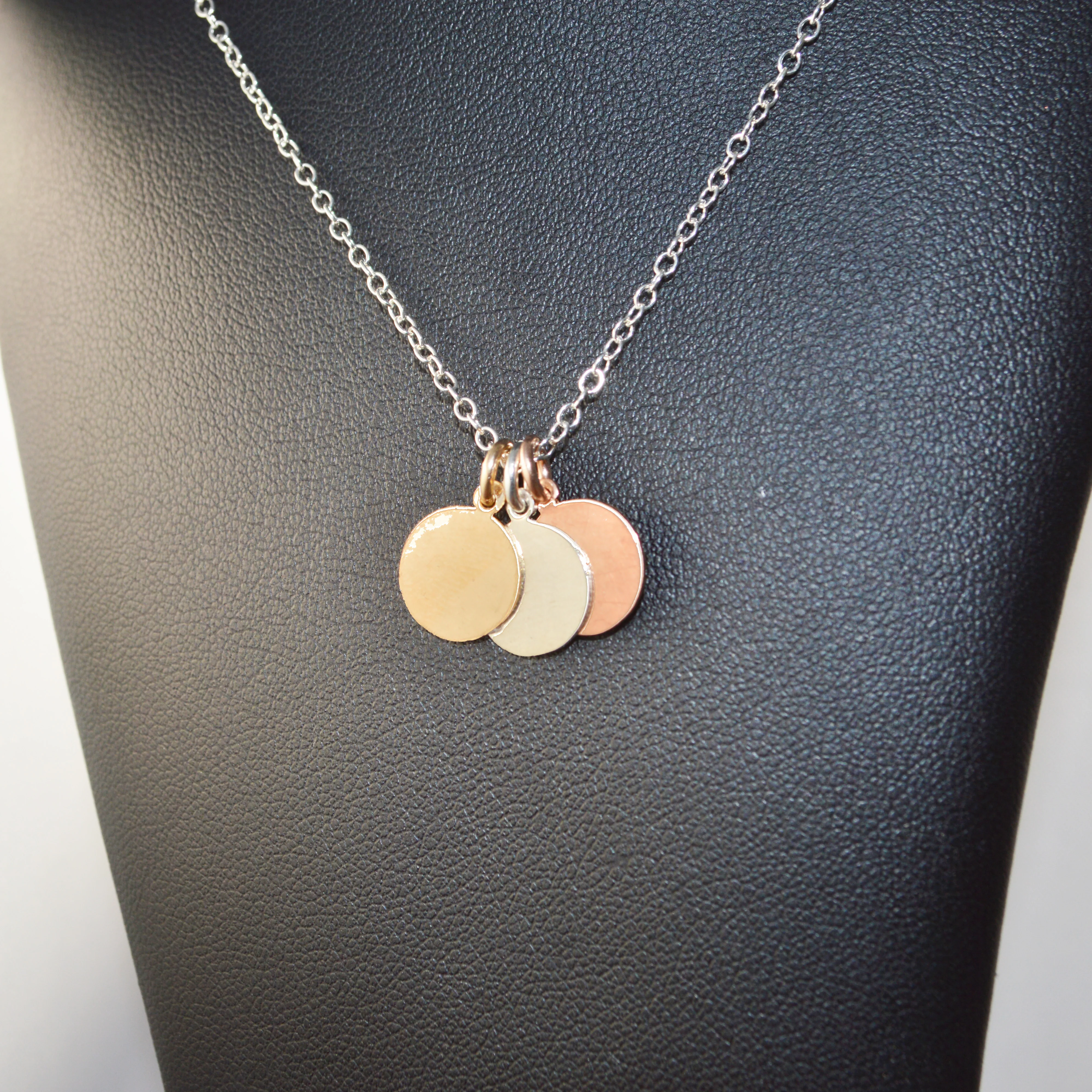 Round Coin Necklace - Rose Gold - Engravable - Image 3