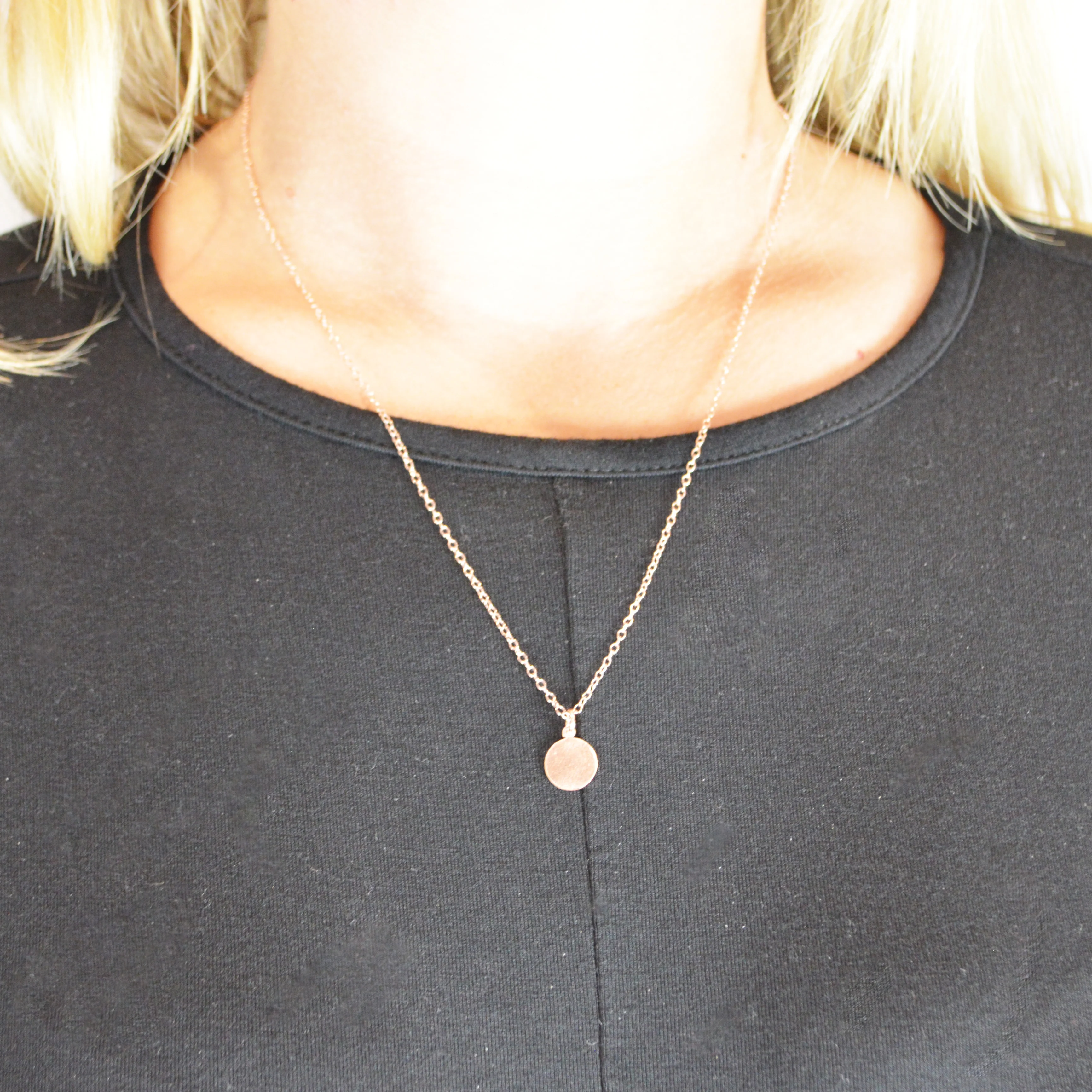 Round Coin Necklace - Rose Gold - Engravable - Image 4