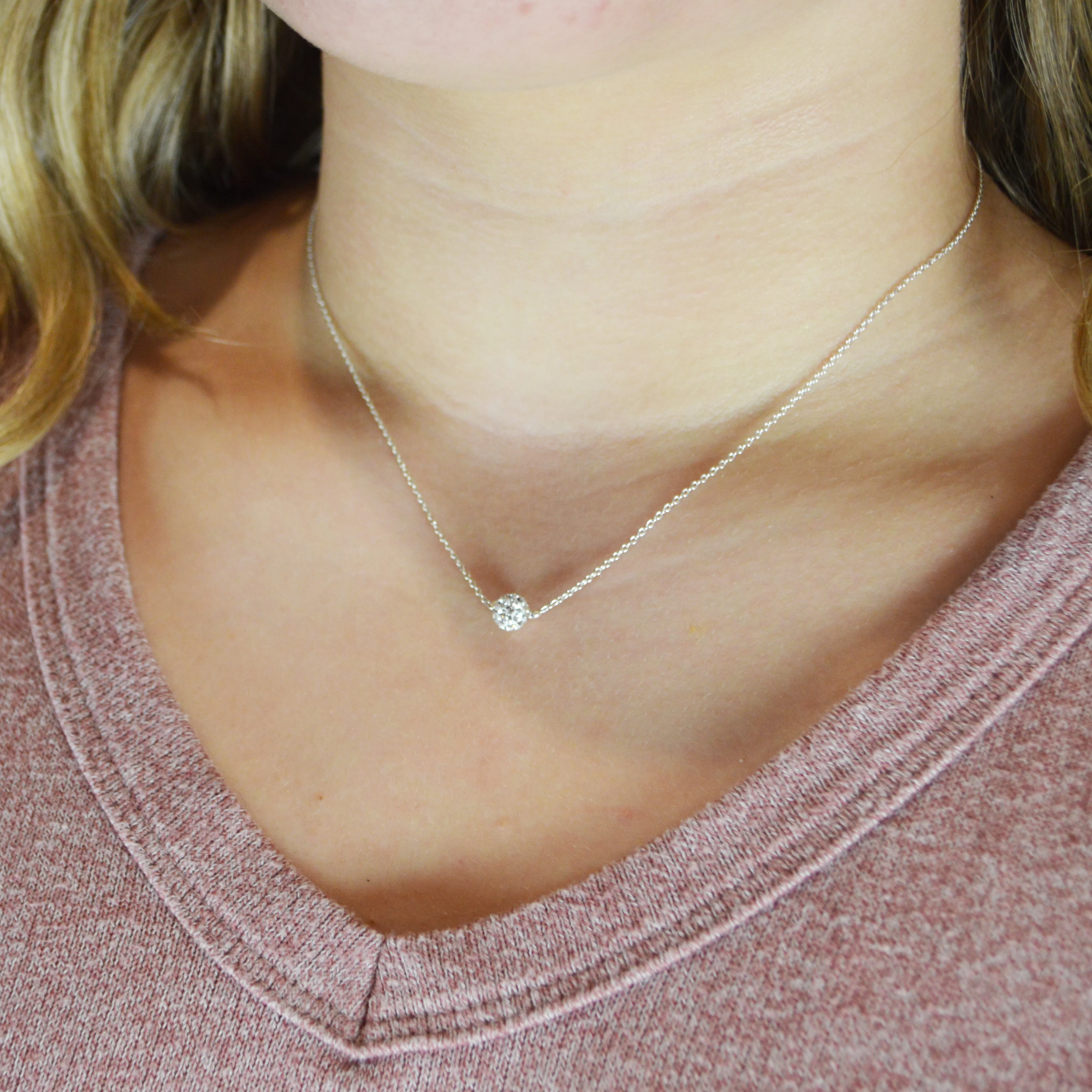 Short Shimmer Necklace - Silver - Image 3