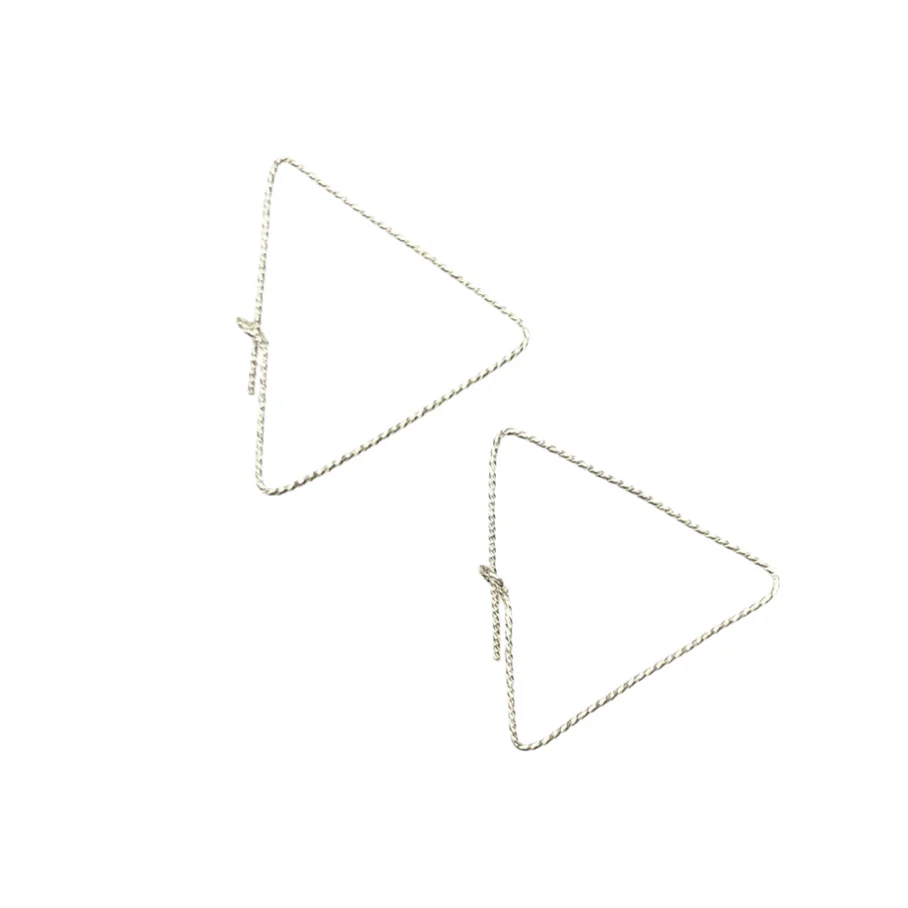 Sparkle Triangle Hoops - Silver