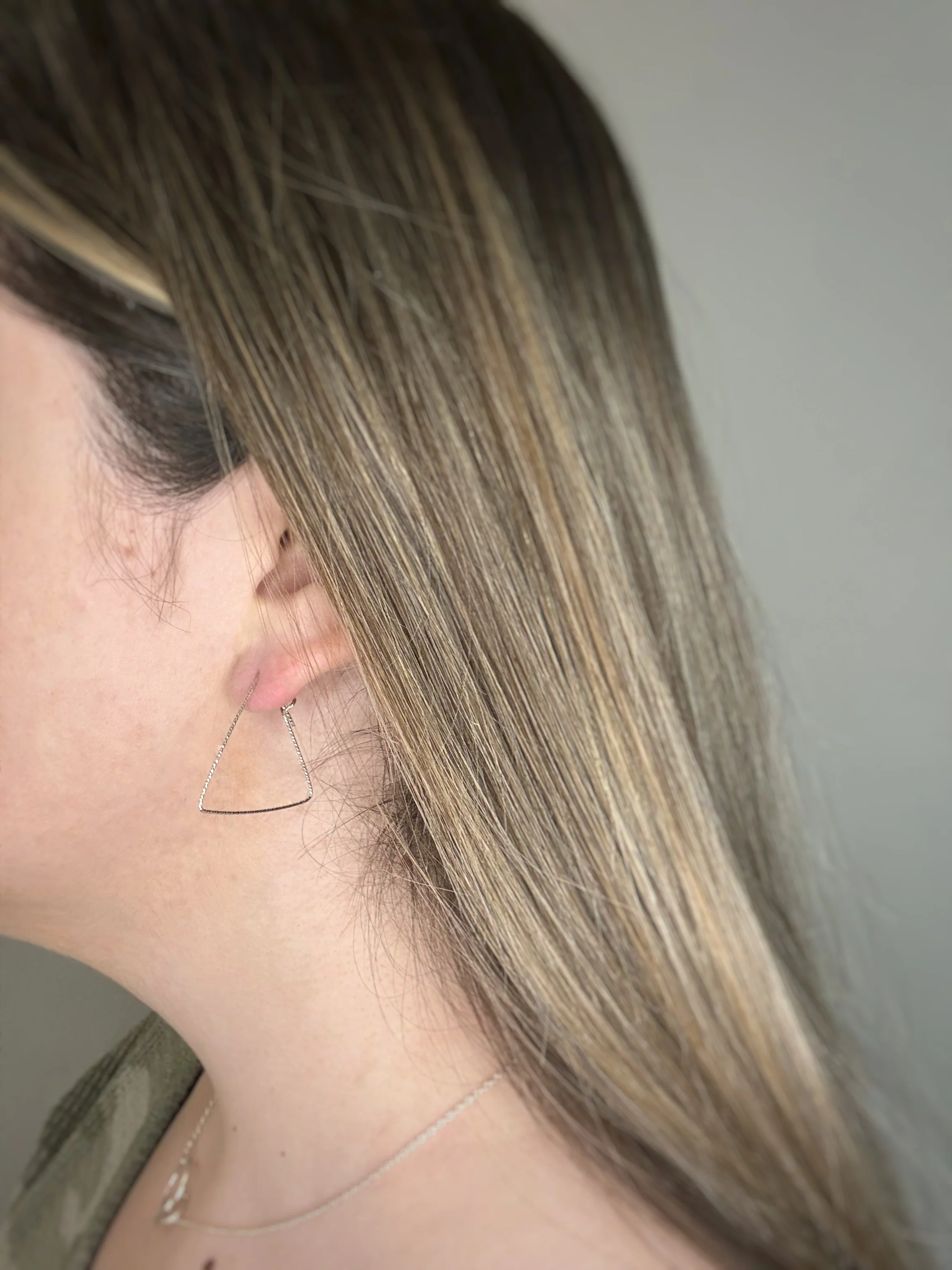 Sparkle Triangle Hoops - Silver - Image 2