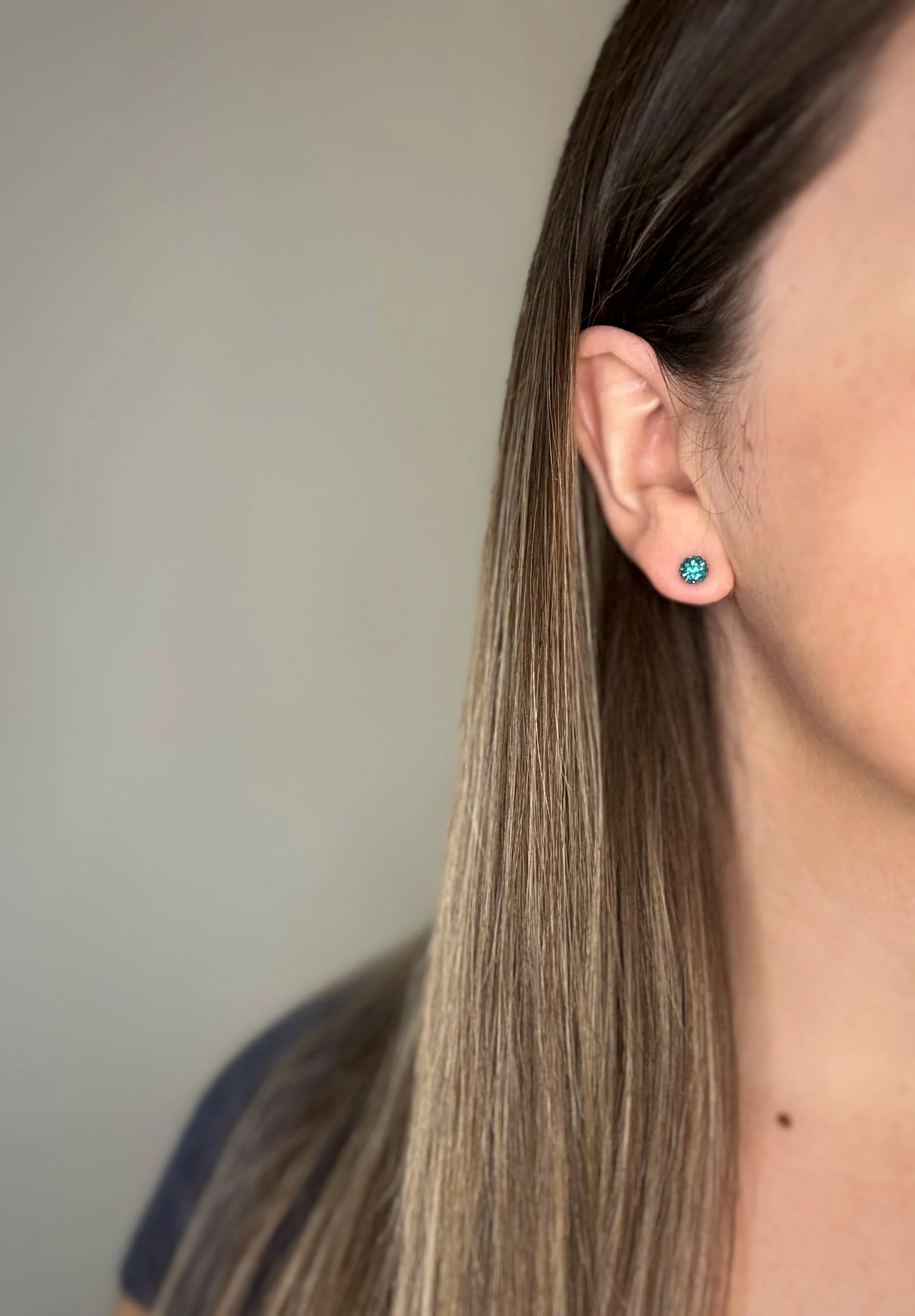 Teal December Shimmer Studs - Image 4