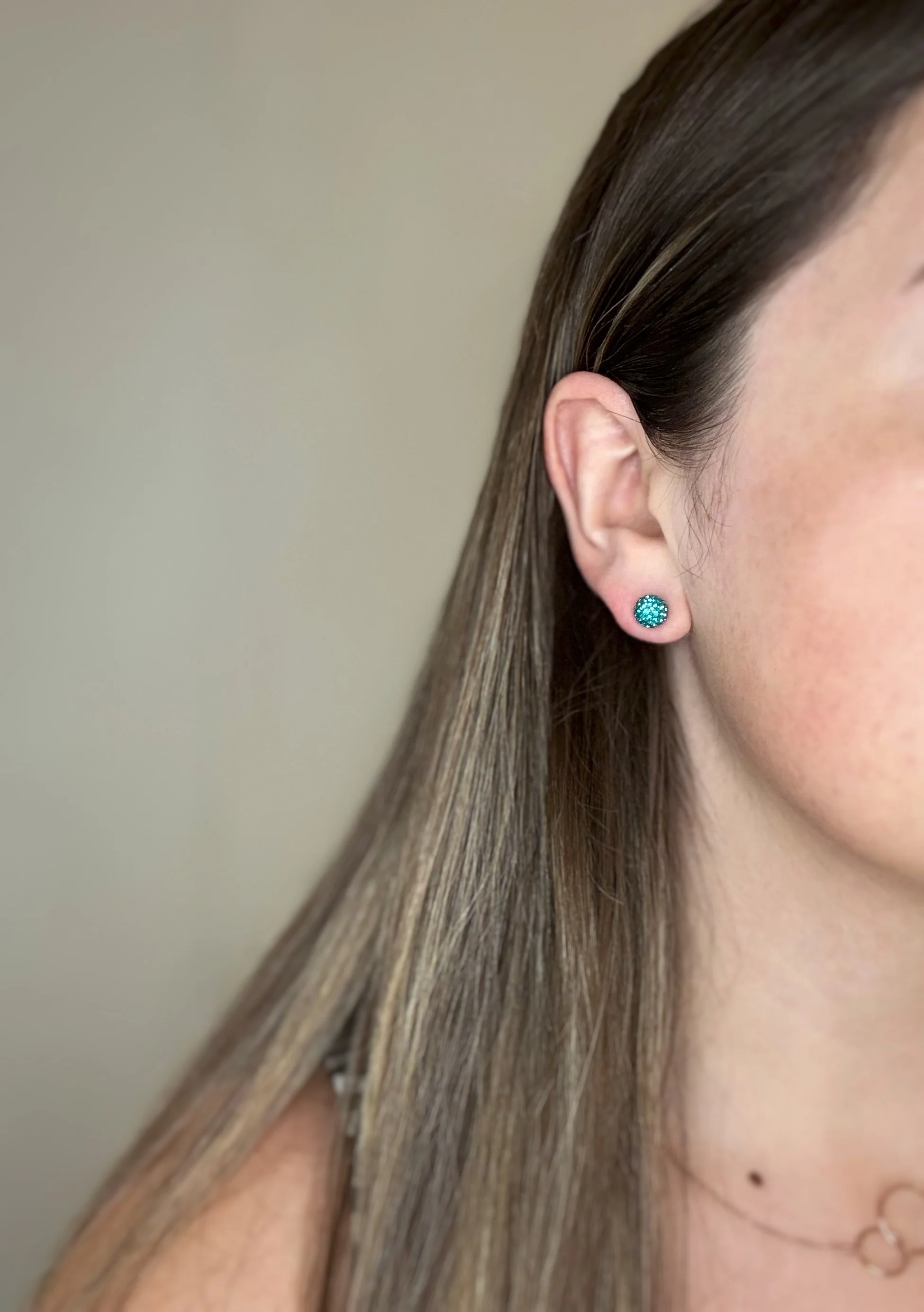 Teal December Shimmer Studs - Image 5