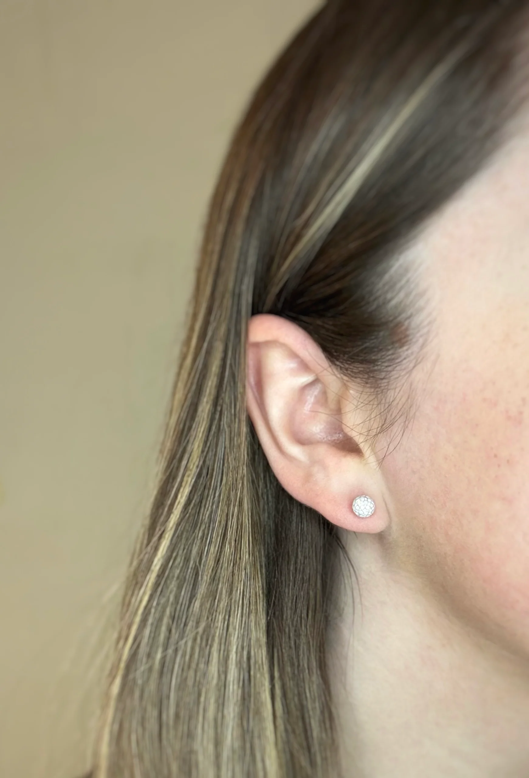 White Opal Shimmer Studs - Image 2